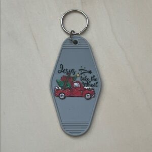 “Jesus Take the Wheel” Holiday Key Tag – Red Vintage Truck